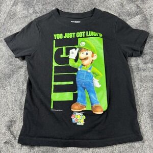GAP The Super Mario Bros Movie Luigi Kids Sz 5 Black Short Sleeve Tee T Shirt